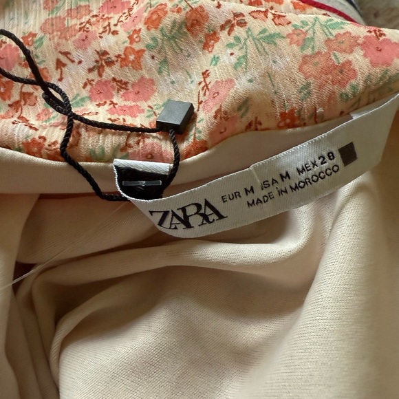 Zara Floral Print Lined Mini Slip Dress | Size M Peach Pink Summer Sundress - Picture 14 of 16